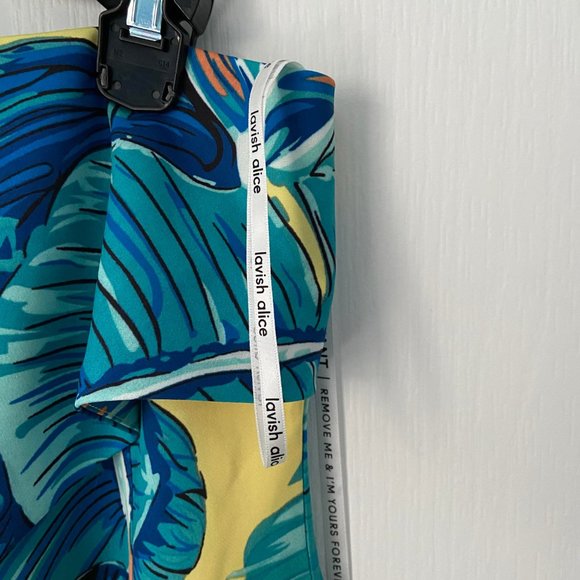 Lavish Alice - One Shoulder Cape Midi Dress In Yellow Palm - Picture 4 of 7